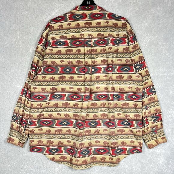 OUTFITTERS ROUNDTREE & YORKE Shirt AZTEC Southwestern Buffalos All Over Men’s XL - Picture 9 of 12